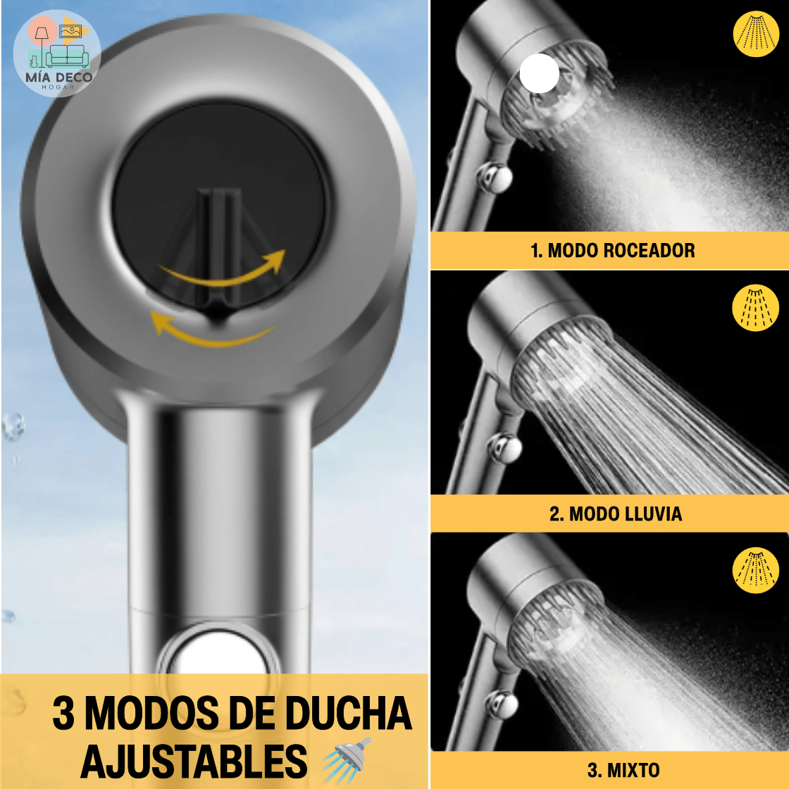 Cabezal de Ducha Masajeadora 4 en 1 con Filtro