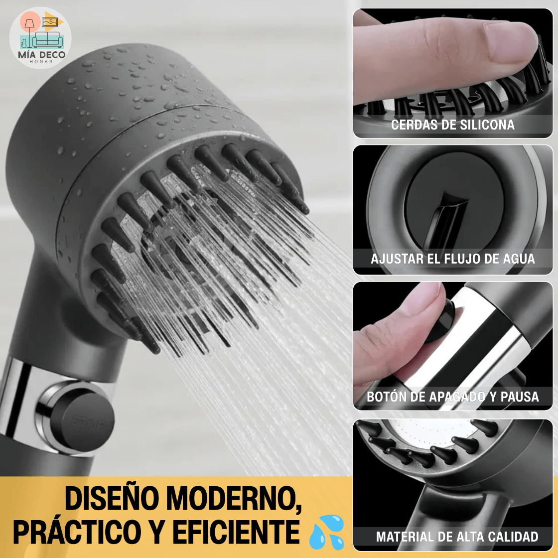 Cabezal de Ducha Masajeadora 4 en 1 con Filtro