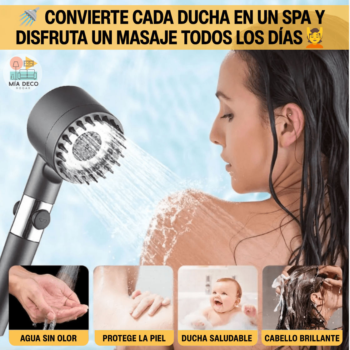Cabezal de Ducha Masajeadora 4 en 1 con Filtro
