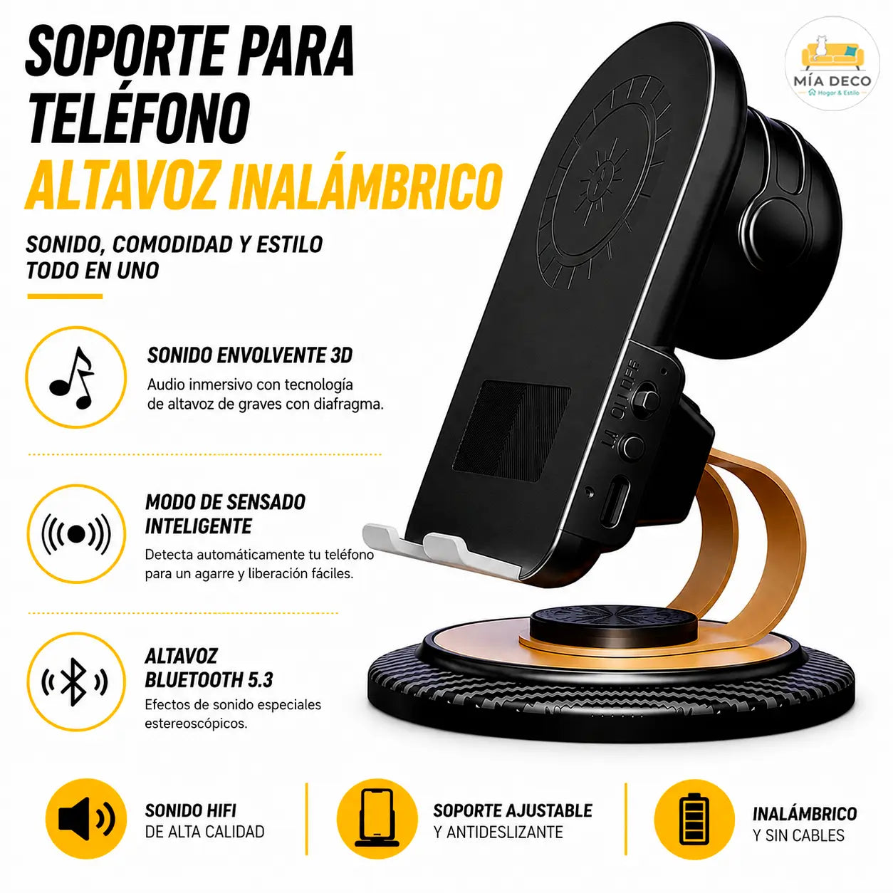 Soporte De Teléfono Carga Inalámbrica 5 en 1