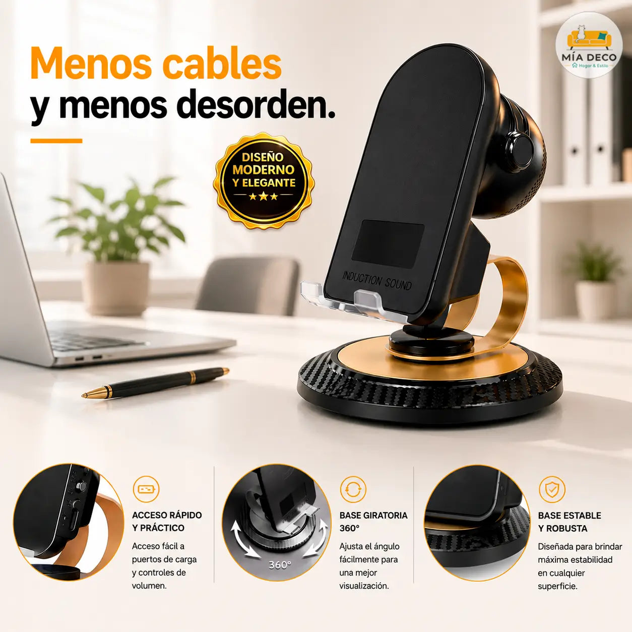 Soporte De Teléfono Carga Inalámbrica 5 en 1